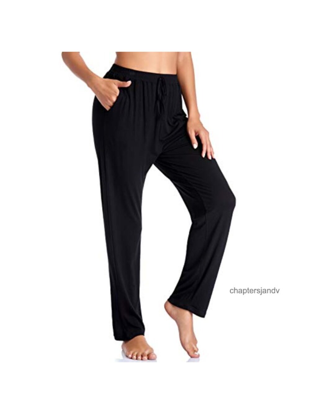 Womens Rayon Spandex Yoga Pants Wide Leg Loose Straight Lounge Pockets